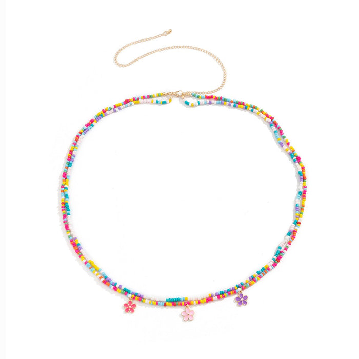 colourful Beaded Waist Chain Geometric Stretch Body Chain