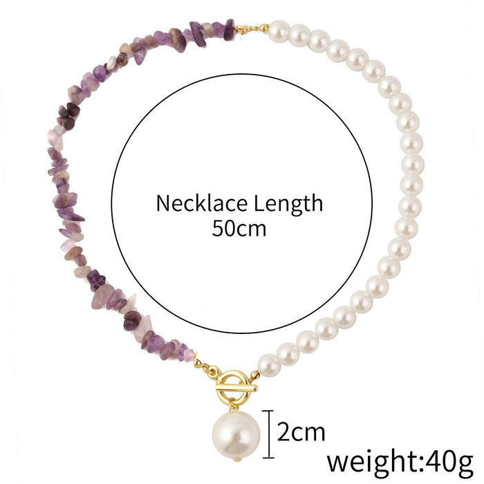 New style fashion pearl irregular colored stone necklace