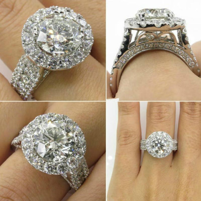 Luxury Round Cut White Zircon Rings Jewelry