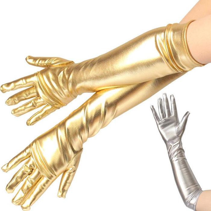 Long Patent Leather Gloves Sexy Coated Gloves