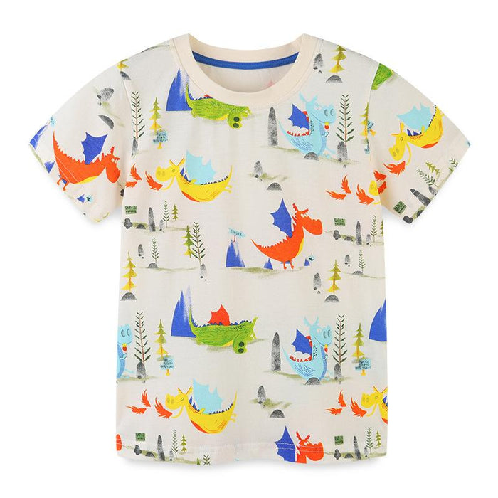 Children's short sleeved T-shirt knitted cotton children's wear