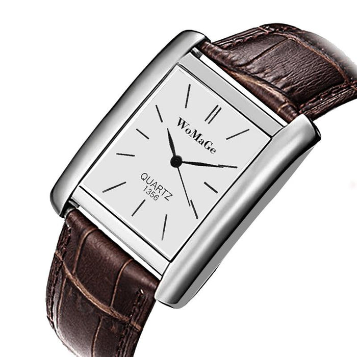 Men Watches Rectangle Quartz Leather Watches Elegant Wristwatch