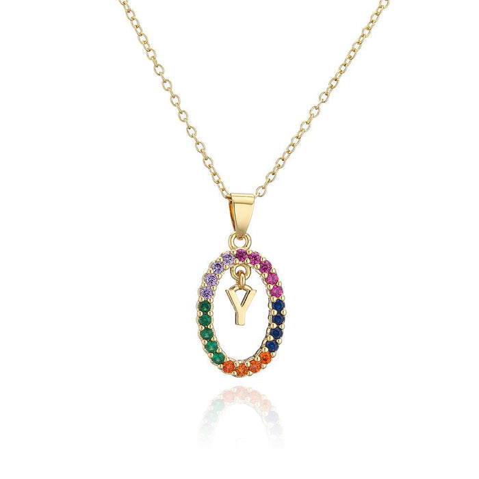 Ins Small Fresh 26 English Letter Zircon Pendant Necklace