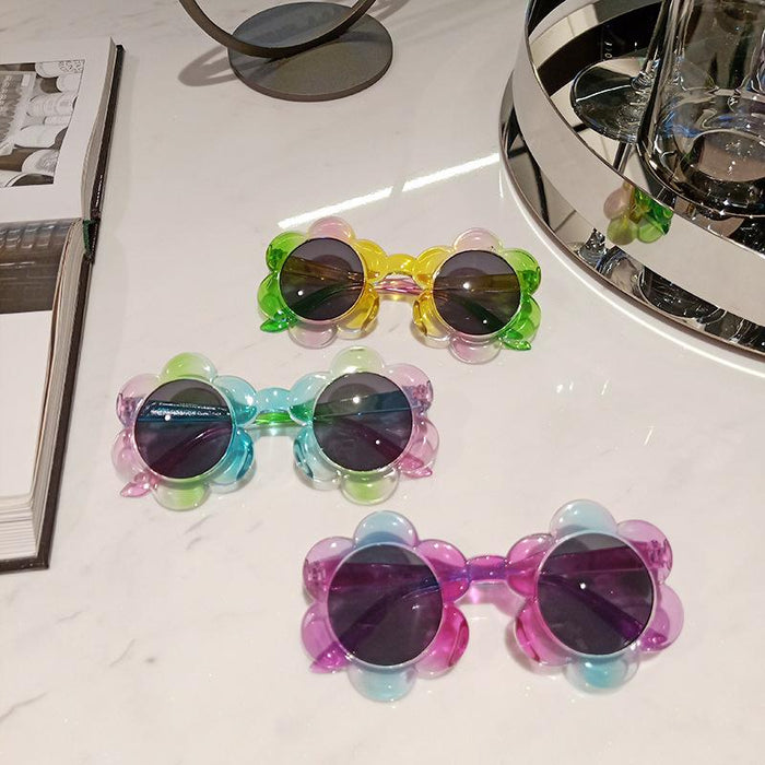 Fashionable Flower Transparent Jelly Color Children's Sunglasses