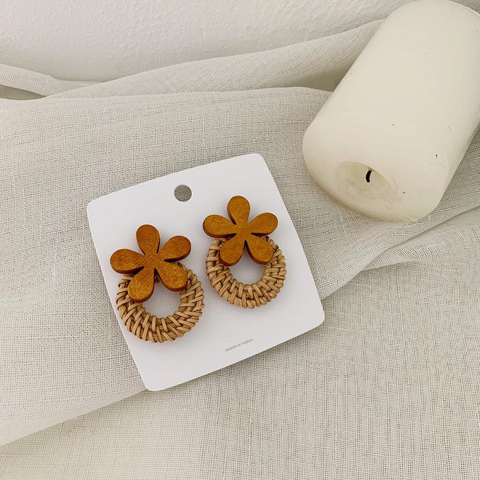 Bohemian Long Handmade Rattan Tassel Earrings
