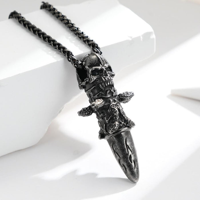 High Quality Retro Ghost Head Men's Titanium Steel Necklace