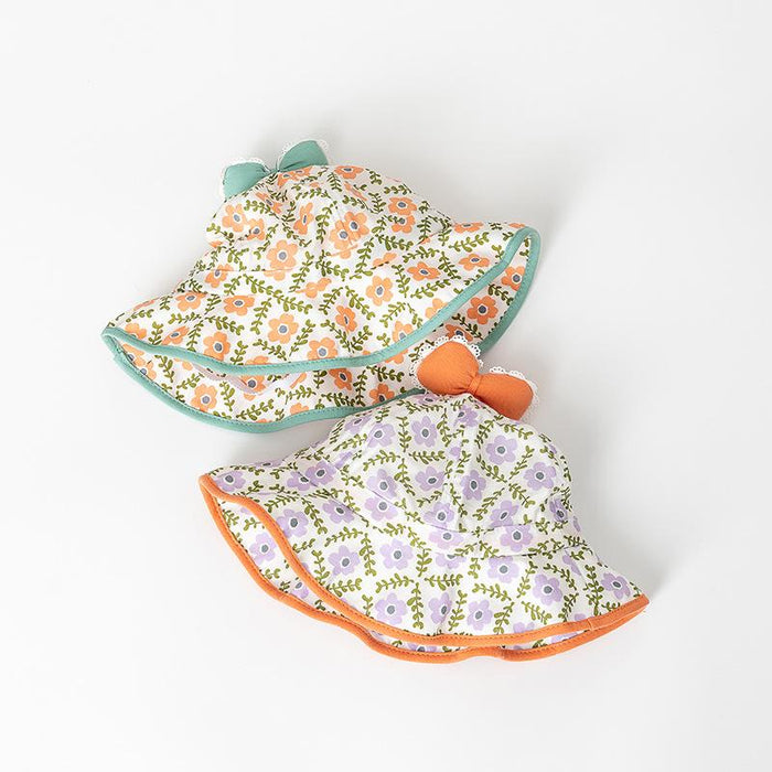 Summer Outdoor Floral Bow Children's Bucket Hat