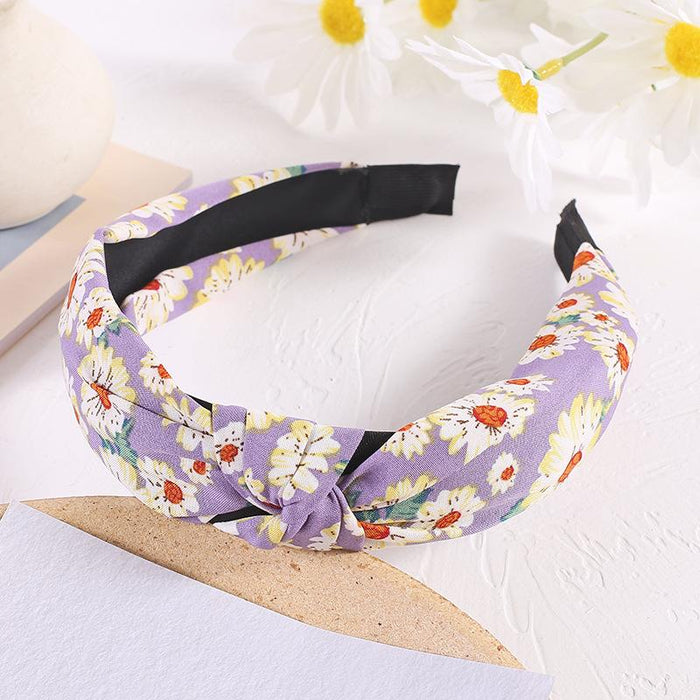 New Flower Headband Women Solid Color Knotted Hairband