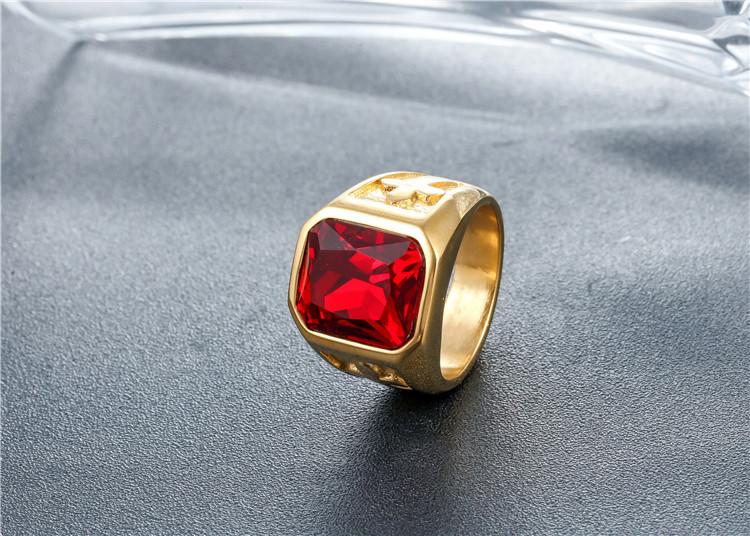 Personality Punk Cross Men's Titanium Steel Gem Ring Foreign Trade Jewelry