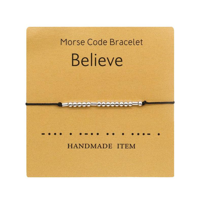 1PC Morse Code Bracelet Silver Beads