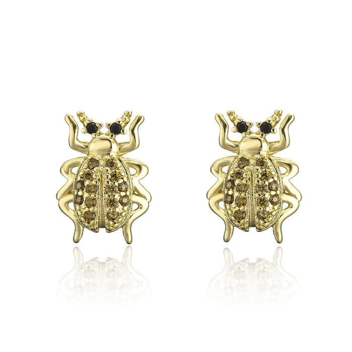 New Insect Series Gold Personalized Zircon Earrings