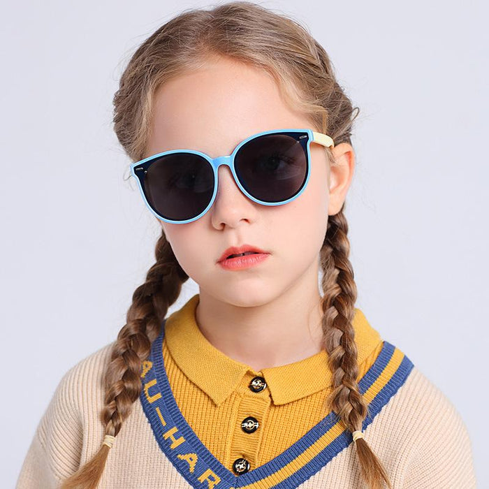 Children's Silicone Polarized Sunglasses round large frame