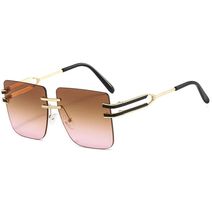 Large frame square metal sunglasses