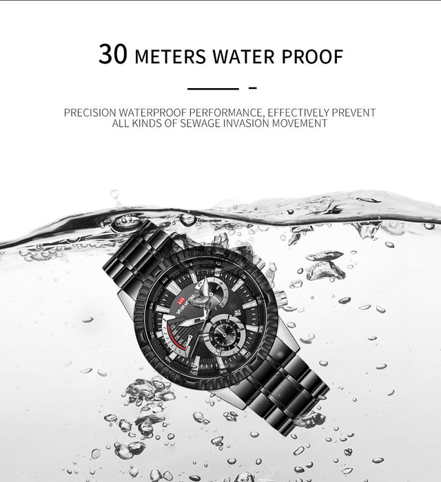 Men's Fashion Business Sports Casual Watch Stainless Steel Chain Steel Band Watch