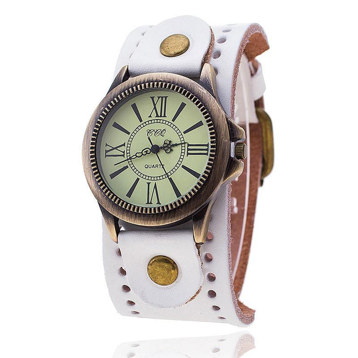 Popular Genuine Cowhide Watch Retro Roman Literal Wristwatch Sports Quartz