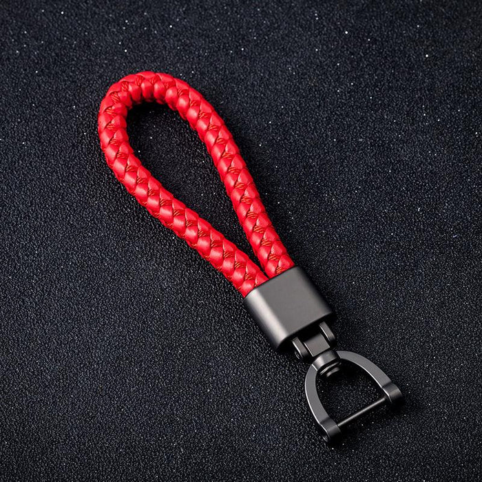 Creative Woven Leather Rope Metal Key Chain