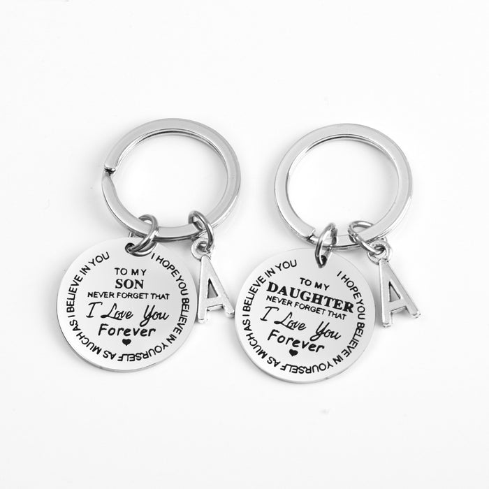 New Titanium Steel Round Personality Keychain For My Son/My Daughter