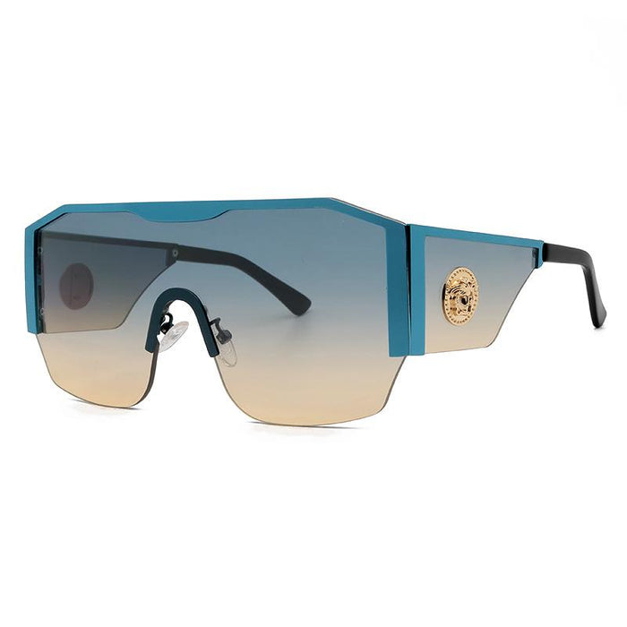 Large frame one piece metal men's and women's Sunglasses
