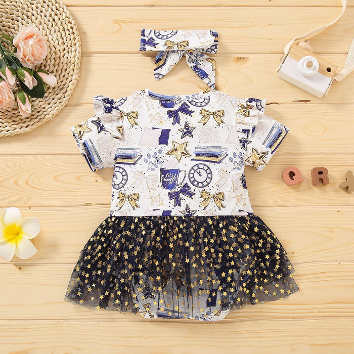 Spliced mesh two-piece children's set