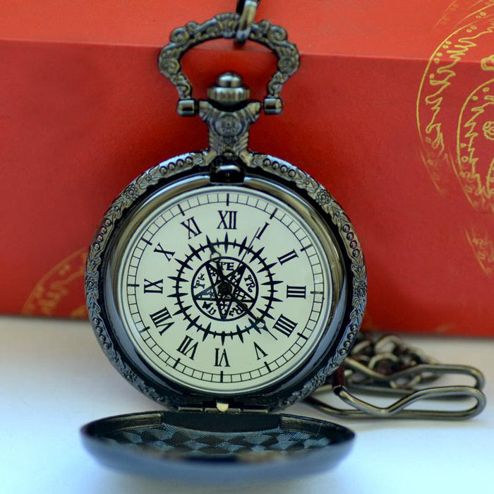 Black Double-sided Magic Wand Contract Large Pocket Watch Ll3713