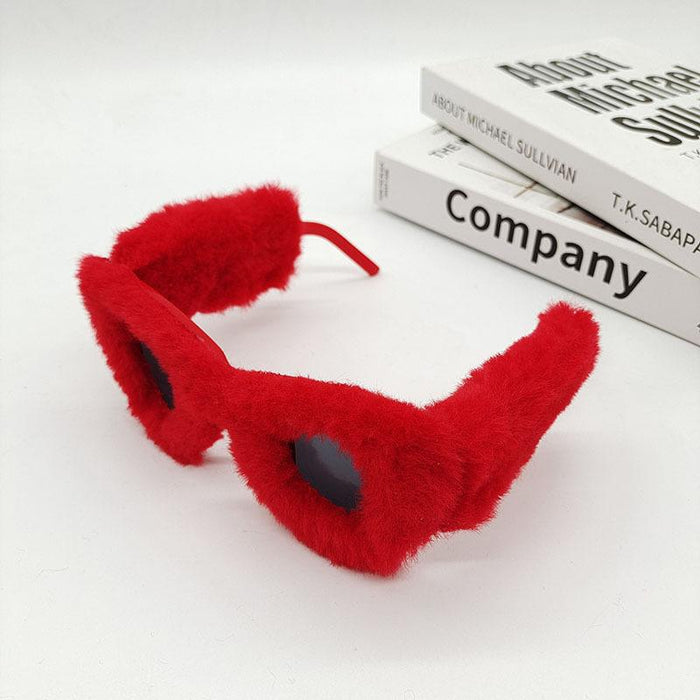 Performance Decorative Red Plush Sunglasses Funny Hats
