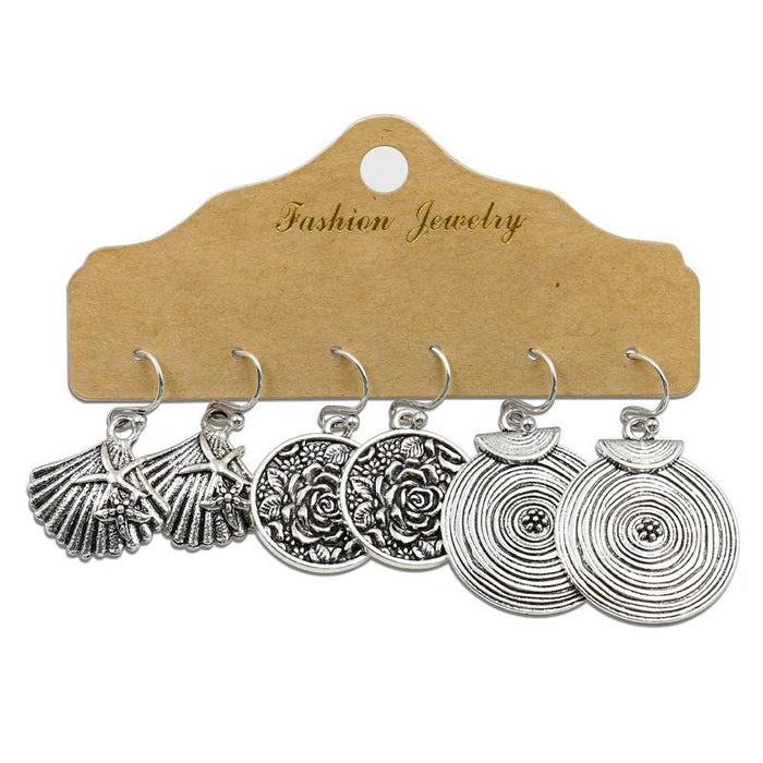 Retro Punk Metallic 3-Pair Earrings