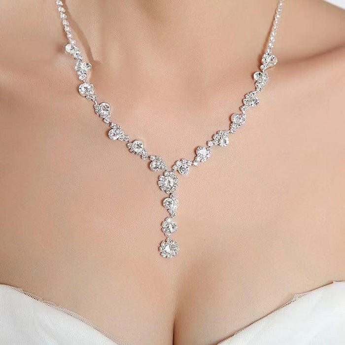 New Women's Jewelry Rhinestone Necklace Earrings Dress Accessories