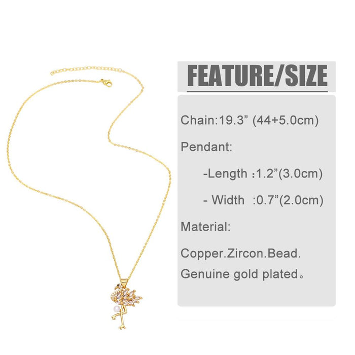 Personalized Color Zircon Flamingo Necklace