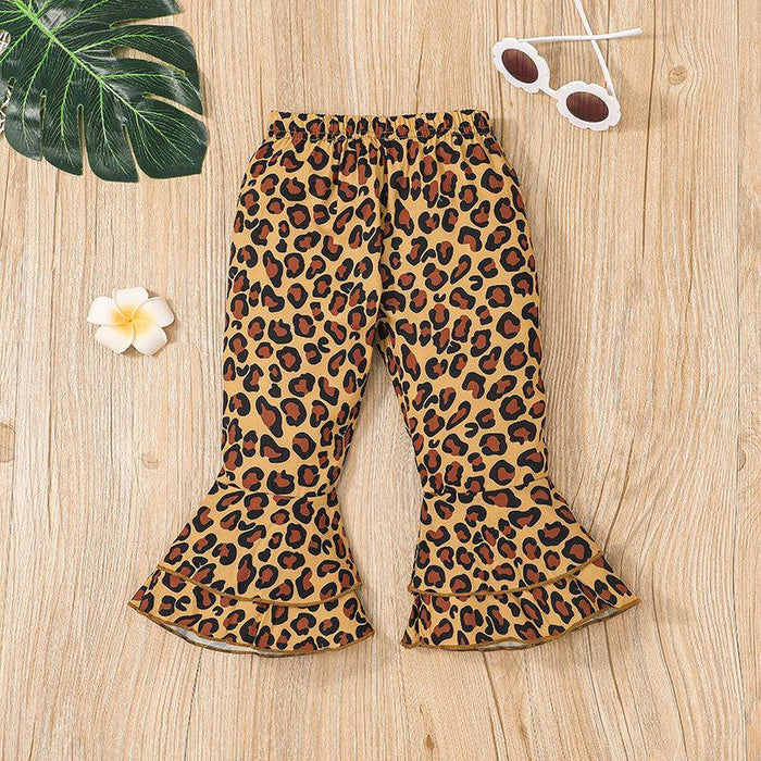 Little Girl Leopard Top Flared Pants Set