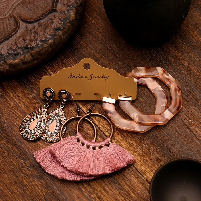 3 pairs/set Earrings Bohemian Style Jewelry X0X36211