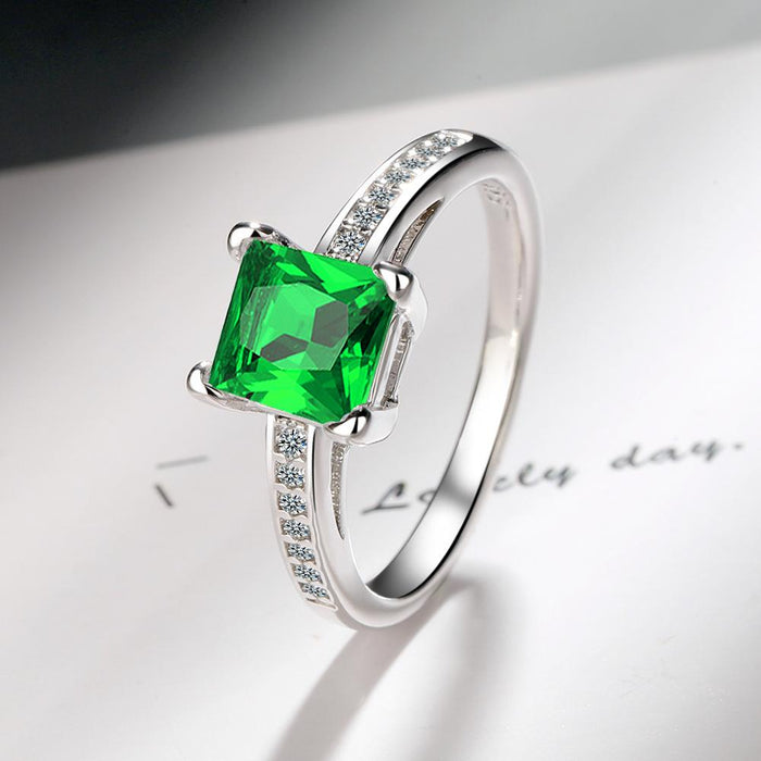 New Simple Four-Claw Square Zircon Proposal Ring