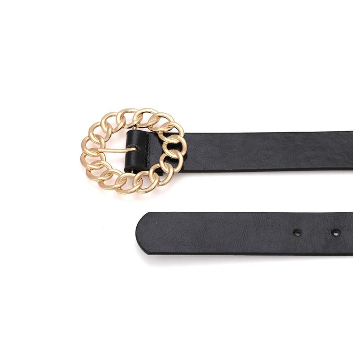 Hollow Chain Geometric Circular Pin Buckle Belt