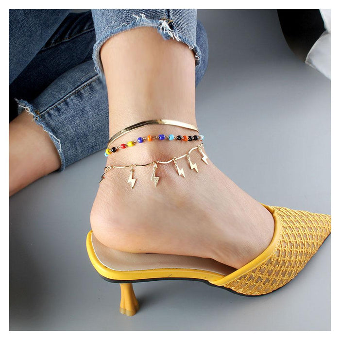 New Golden Lightning Star Pendant Women's Foot Chain