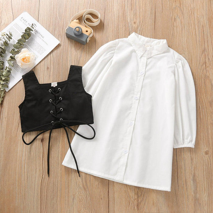 White shirt dress two piece set