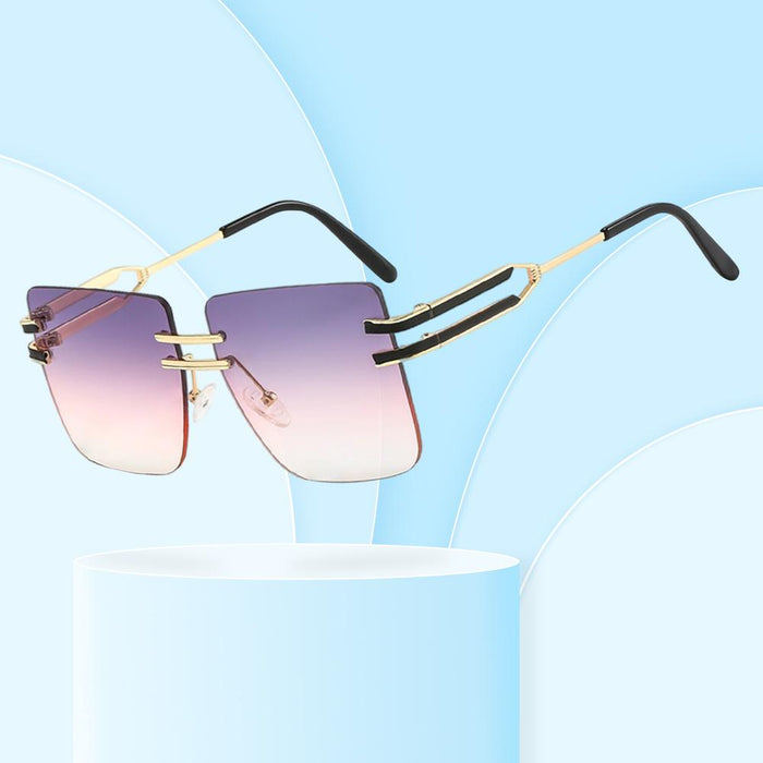 Large frame square metal sunglasses