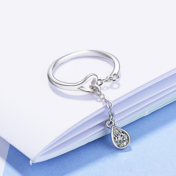 New Fashion Zircon Water Drop Opening Ring