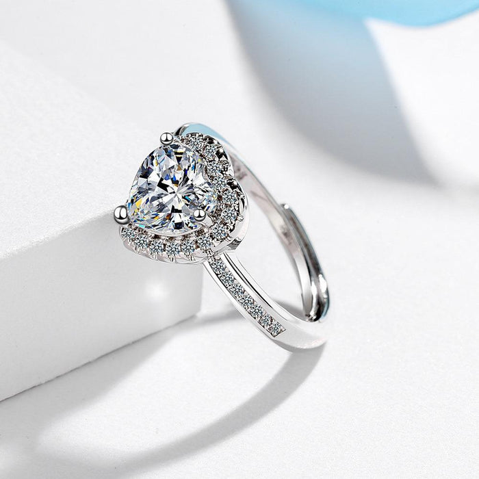New Creative Wide-faced Rhinestone Heart Ring