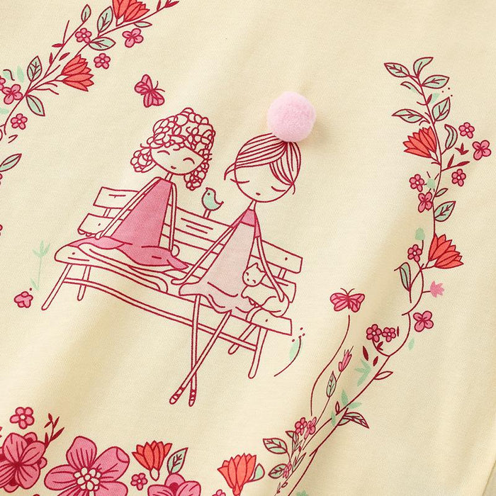Girls' cartoon cotton short sleeve round neck T-shirt girls' top