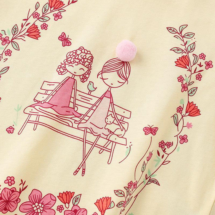 Girls' cartoon cotton short sleeve round neck T-shirt girls' top