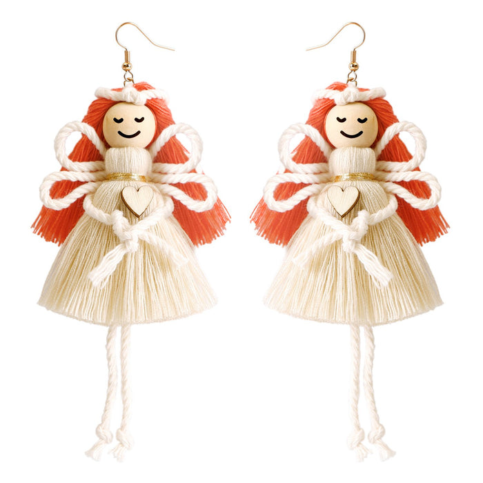 Cotton Rope Hand Woven Tassel Angel Earrings