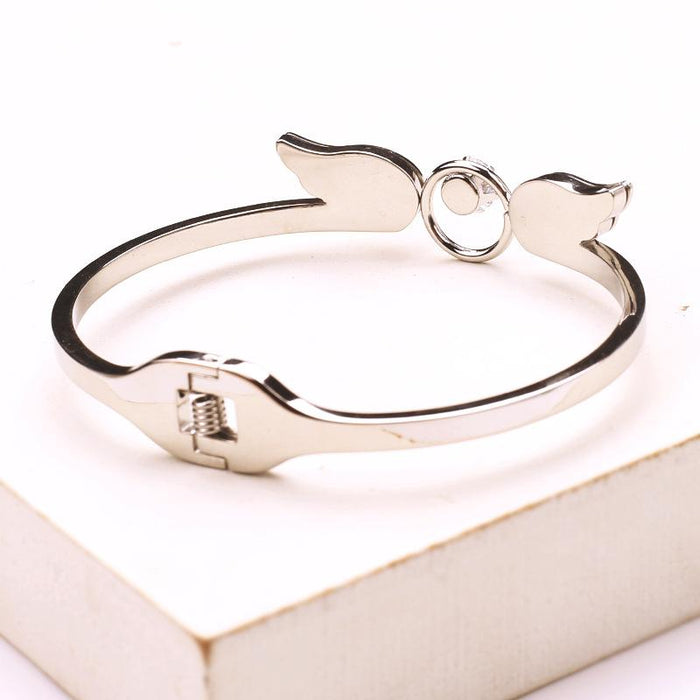 New Angel Titanium Steel Hollow Bracelet Open Bracelet For Women Bangle