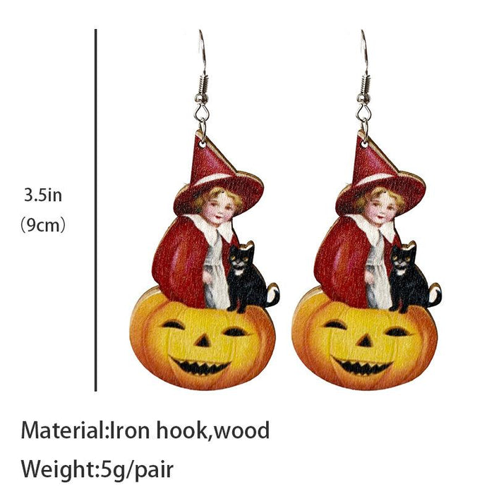 New Creative Cartoon Personality Ladies Wooden Earrings