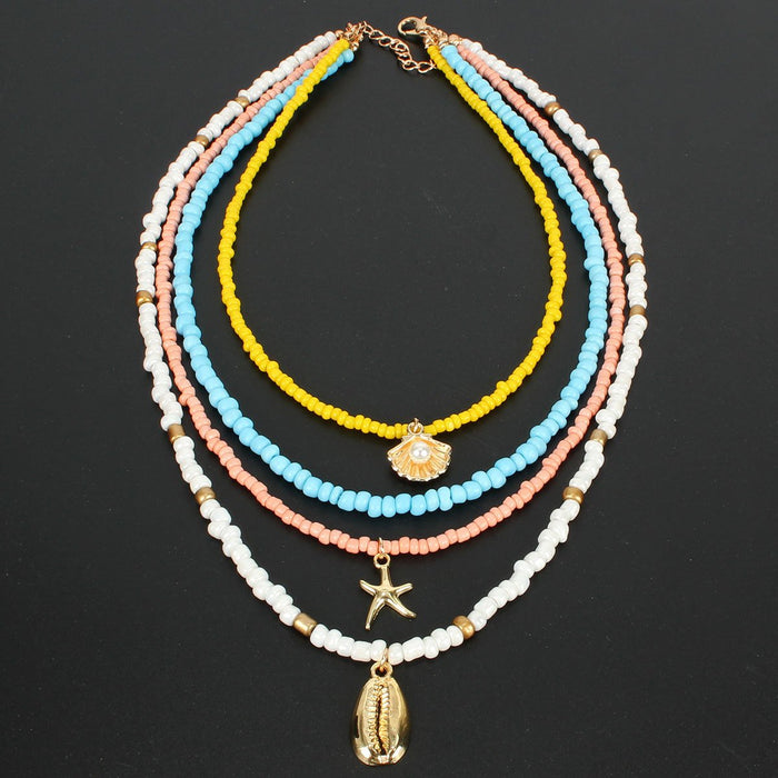 Female Exaggerated National Style Beaded Shell Starfish Necklace Accessories