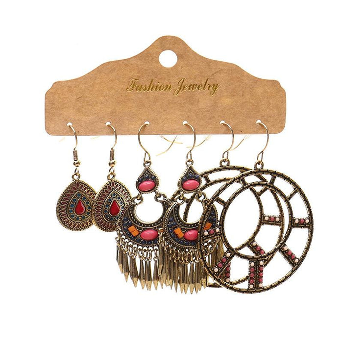 Three-Piece Metal Drop Earrings Set Jewelry