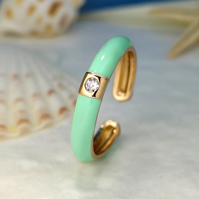 Ins Design Simple Color Oil Dripping Finger Ring