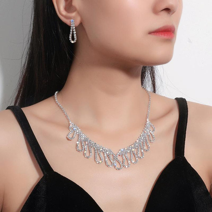 New Simple Women's Jewelry Earrings Necklace Two Piece Set