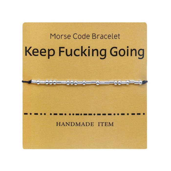 1PC Morse Code Bracelet Silver Beads