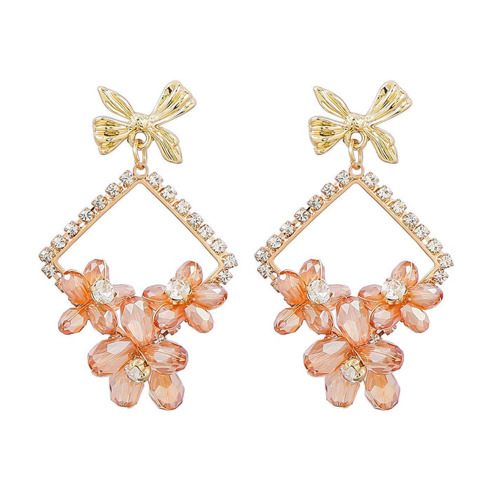 Exaggerated Floral Rhinestone Alloy Plated Stud Earrings