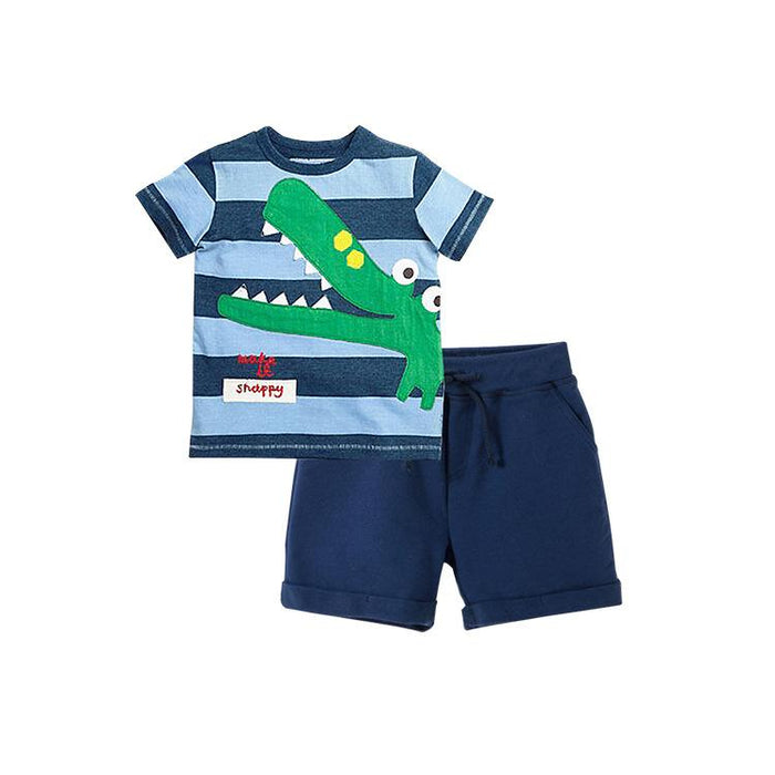Boys' suit animal cotton shorts short sleeved two-piece Pullover handsome children's wear