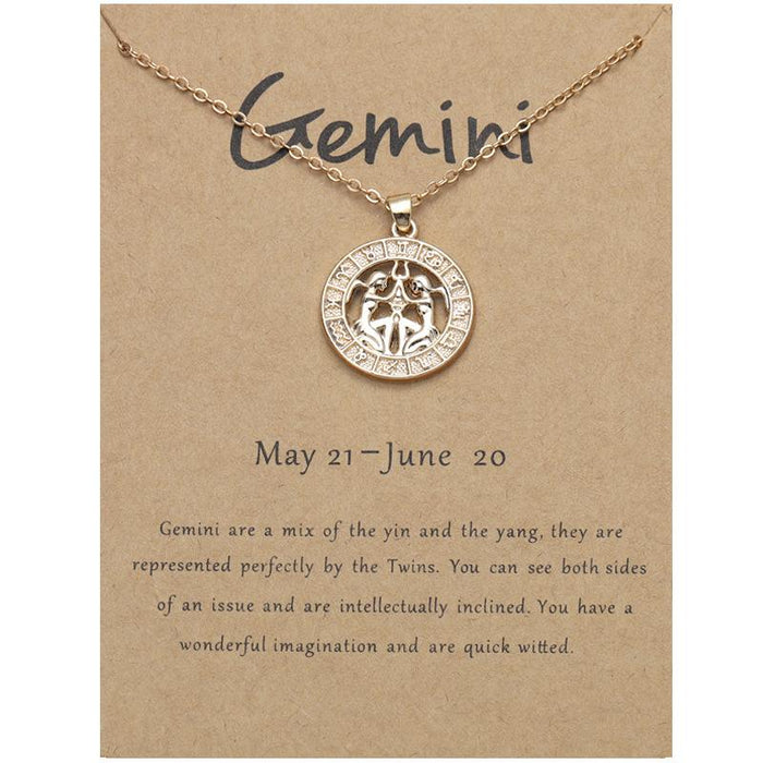 Zodiac 3D Image Pendant Card Clavicle Chain
